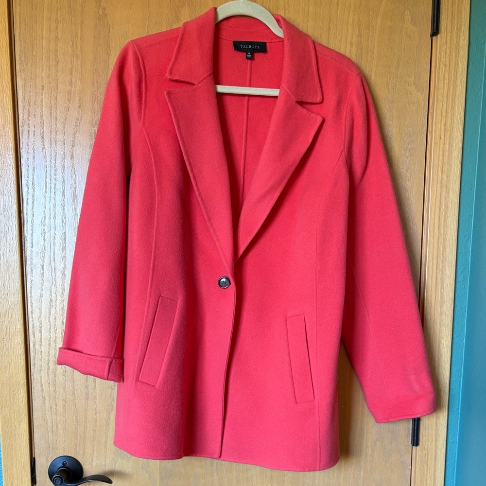 Talbots Vibrant Coral Wool Blazer